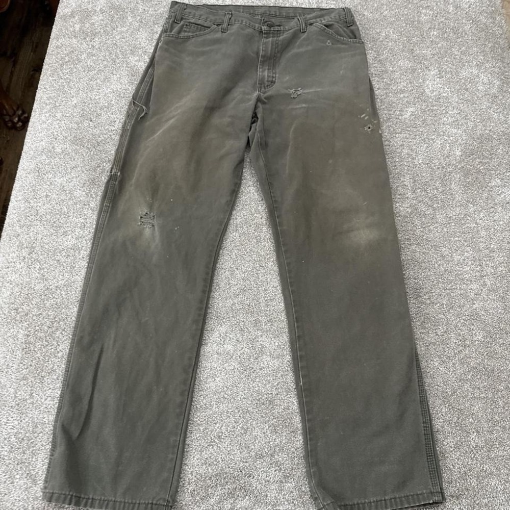 Dickies Heavy Carpenter Distressed Work Pants 36x34 Durable Utility Canvas Jeans